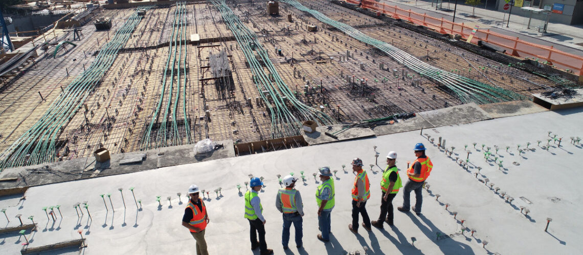 7 construction workers at a job site