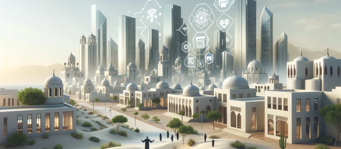 image depicting real estate leadership and innovation in a minimalist Middle Eastern style